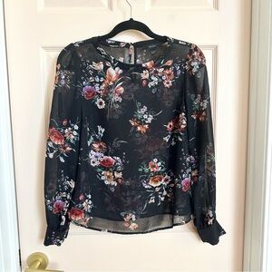 Semi sheer black floral top